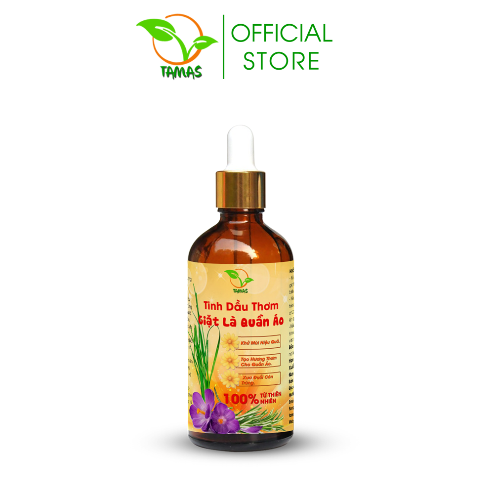 Tinh dầu giặt là thơm quần áo TAMAS, thành phần tinh dầu thiên nhiên nguyên chất, giúp làm thơm quần áo, khử mùi khử khuẩn cho quần áo.