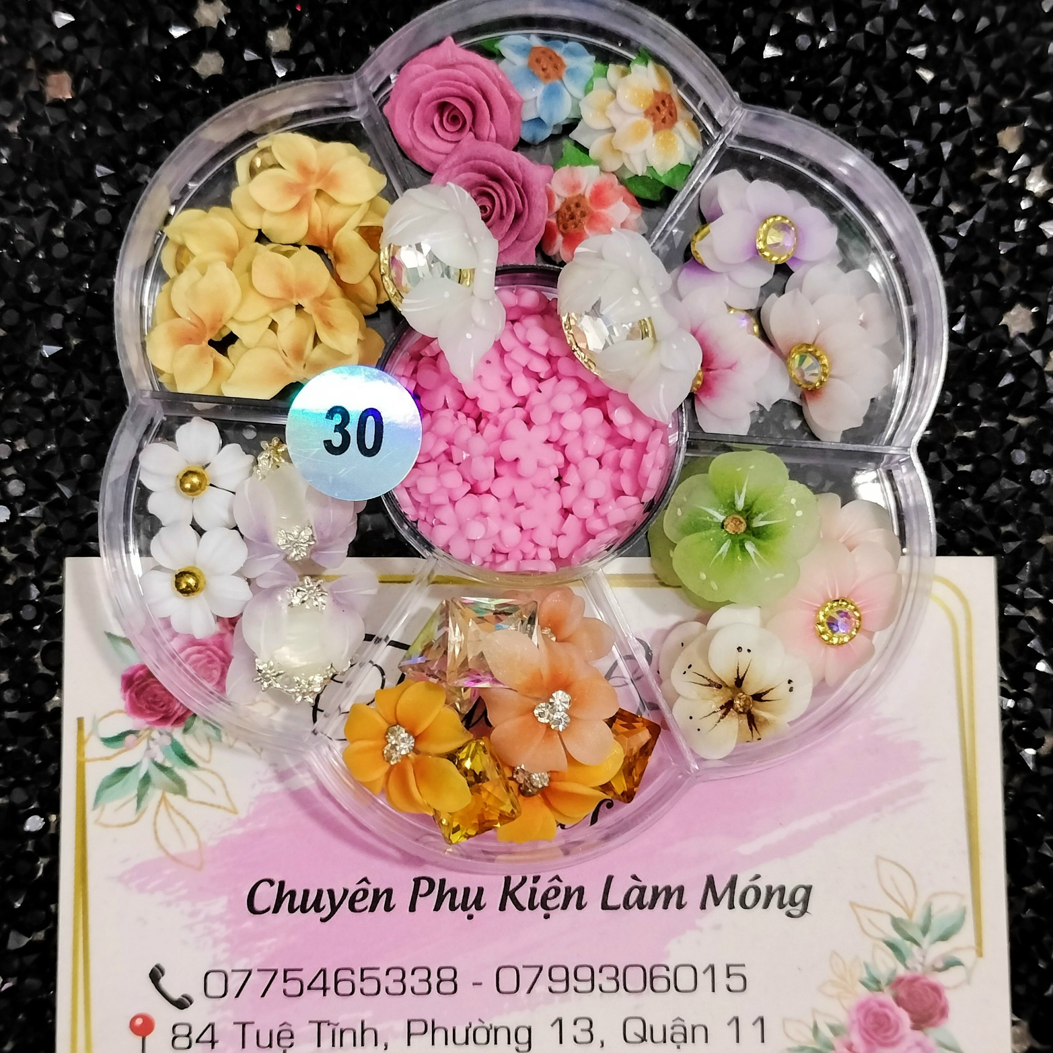 Hoa Bột Nails Trang Trí Đính Móng Tay - Khay Mix 36 Bông