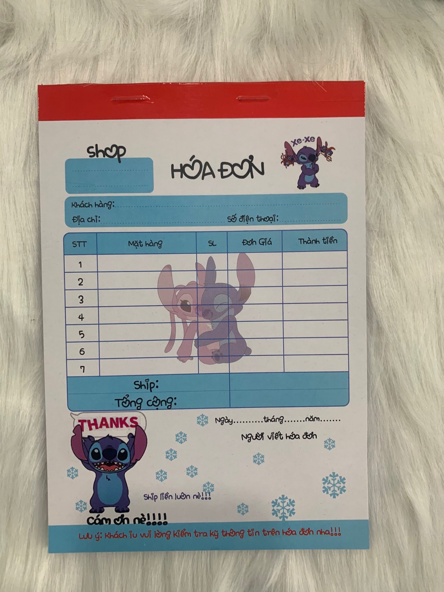 [HCM]Hoá đơn hoạt hình 1 liên stick