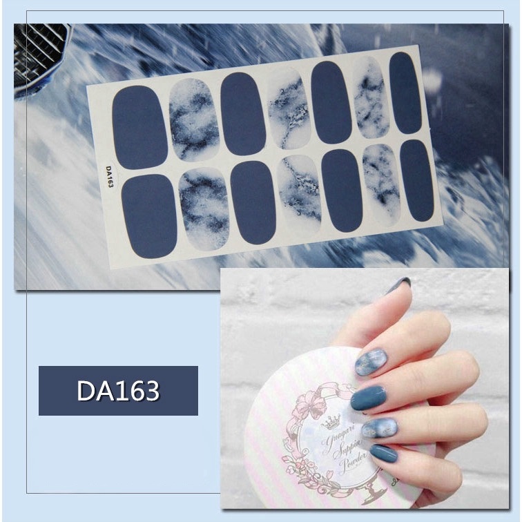 Set 14 Nhãn Dán Móng, Sticker Dán Móng tông xanh 💖💖💖