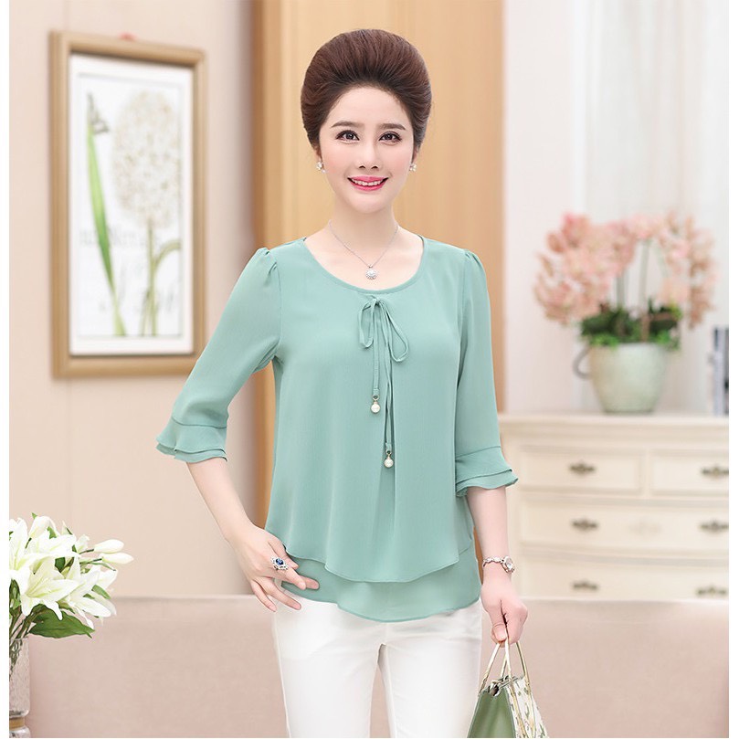 TK208n-ÁO VOAN 2 LỚP QUÝ CÔ  s-6xl