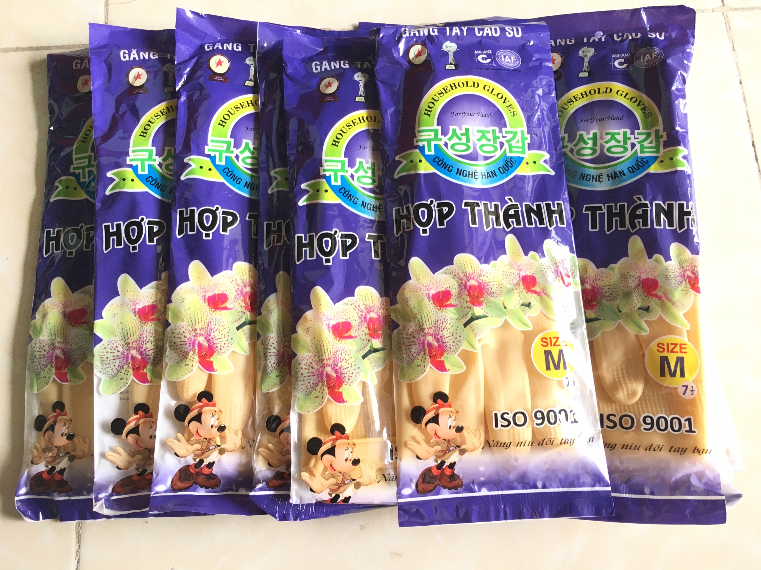 Bịch 10 đôi găng tay cao su Hợp Thành dài 32cm size S - M - L, găng tay rửa chén rửa bát, bao tay cao su rửa chén