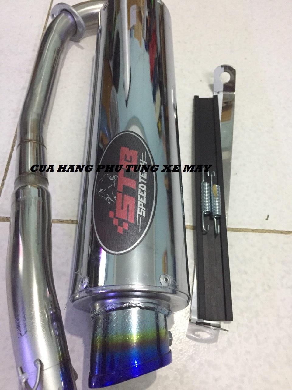 Pô STB F1 gắn xe Dream,  Wave, Sirius, Cub ( kèm cổ inox + pát treo pô + lò xo )