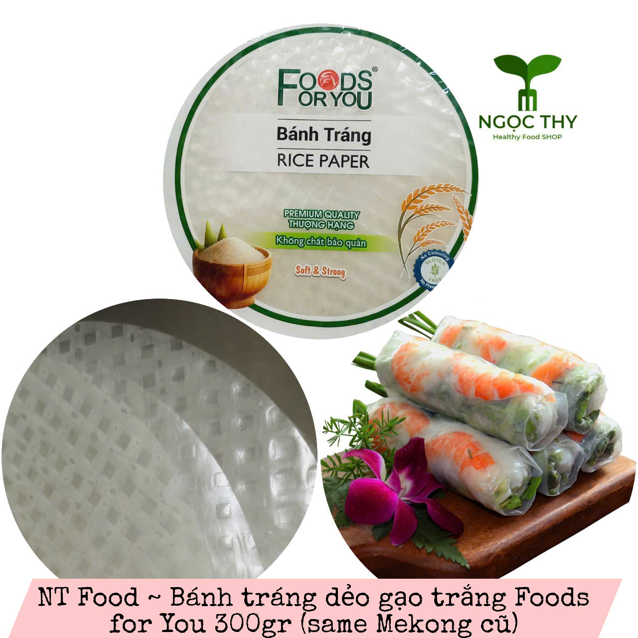 Bánh tráng gạo lứt và bánh tráng cuốn rau củ Foods for You 300gr (Mekong brand cũ)