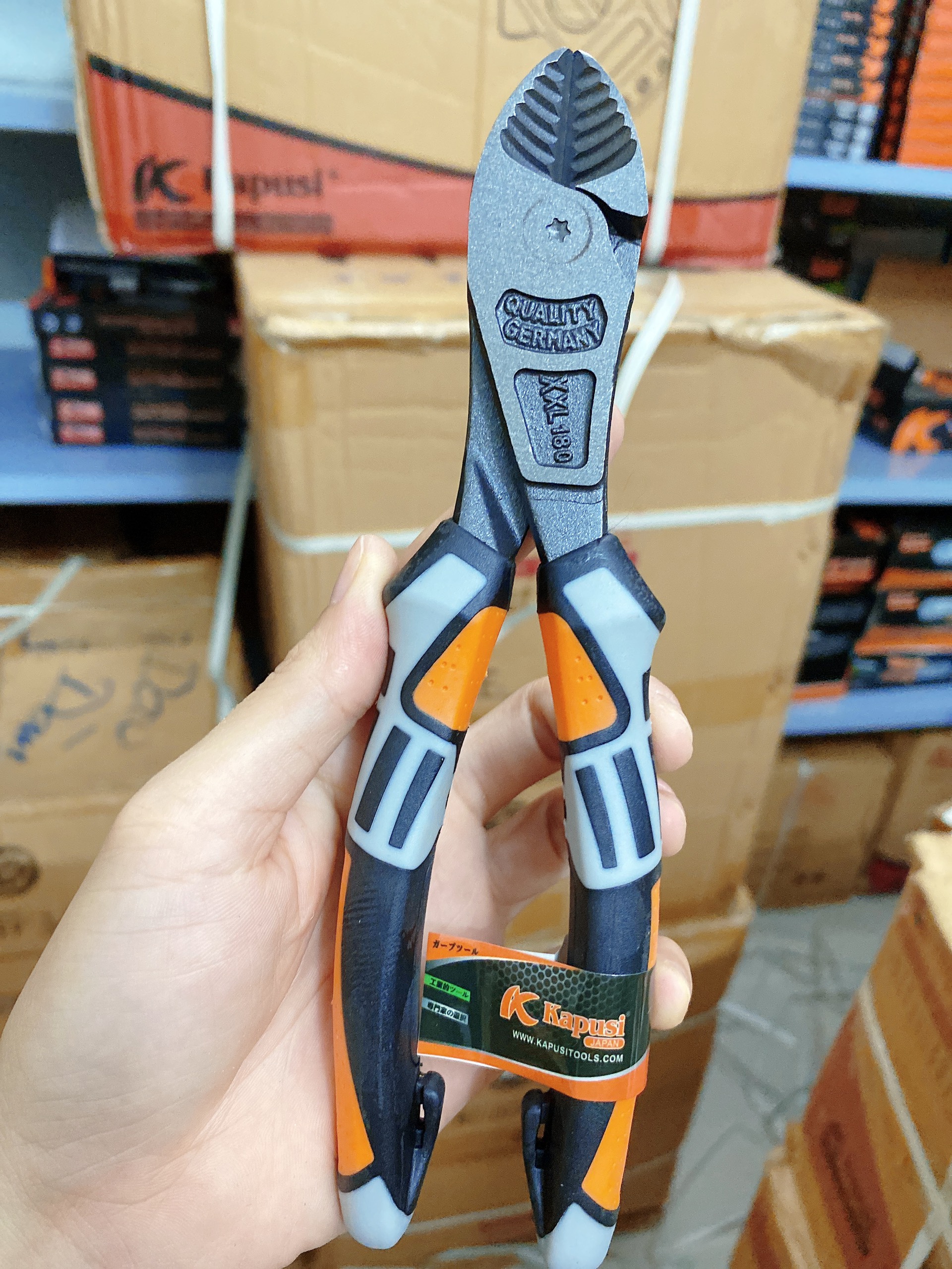 Kìm cắt cán sọc xịn kapusi /kìm kapusi mỏ cắt 7'' xám_cán sọc_k8001