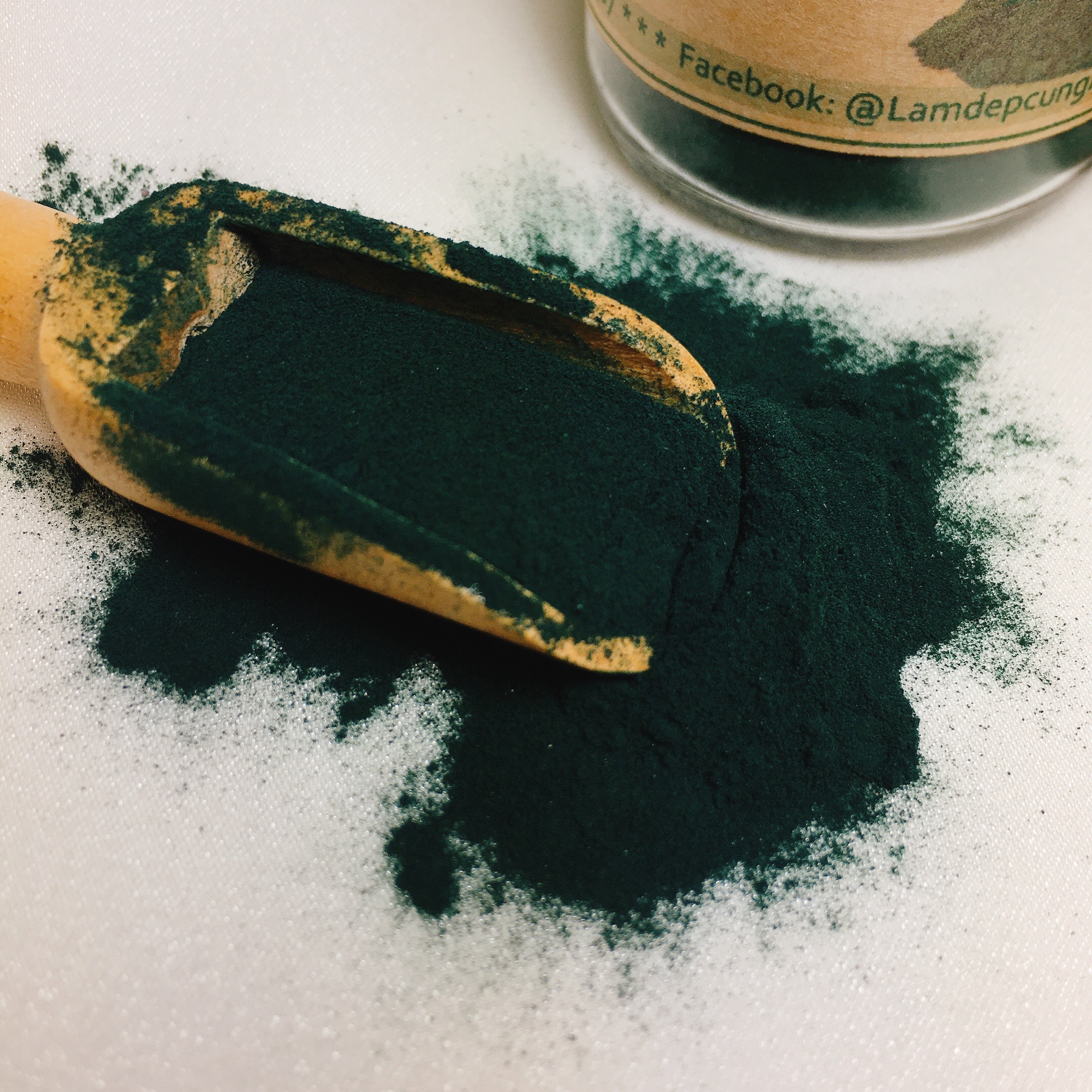 Bột mặt nạ Tảo Xoắn Spirulina Nhật bản MỘC nguyên chất dưỡng ẩm trắng da ngăn ngừa mụn làm mờ nếp nhăn túi 10g, 30g và chai 100ml (70g)