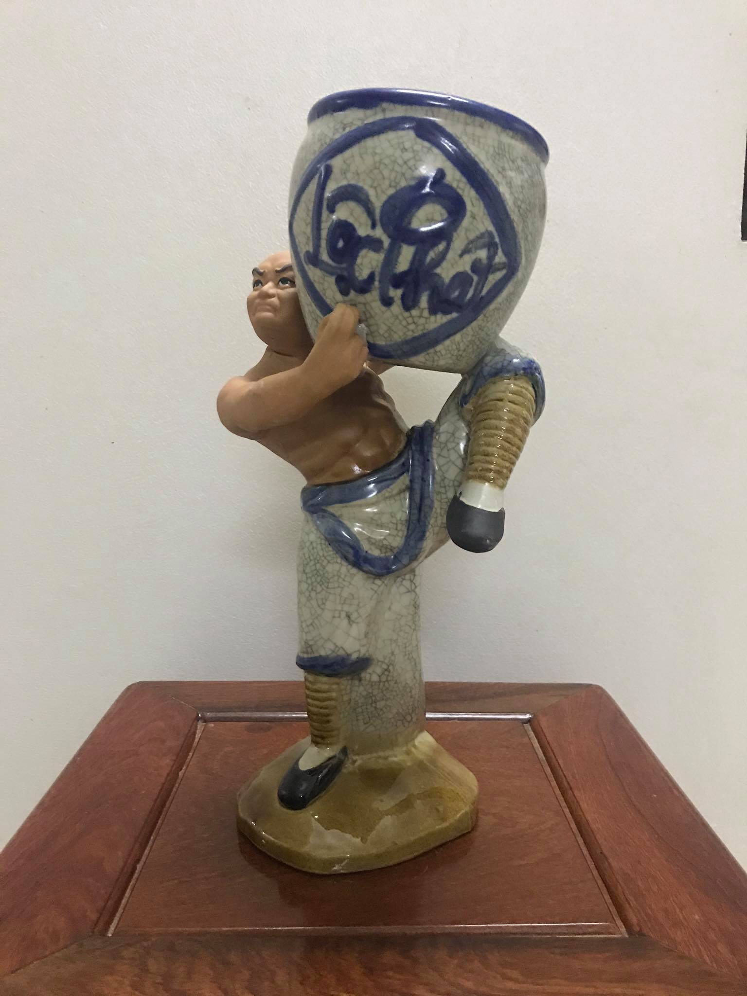 Chậu tượng la hán võ quyền - men rạn