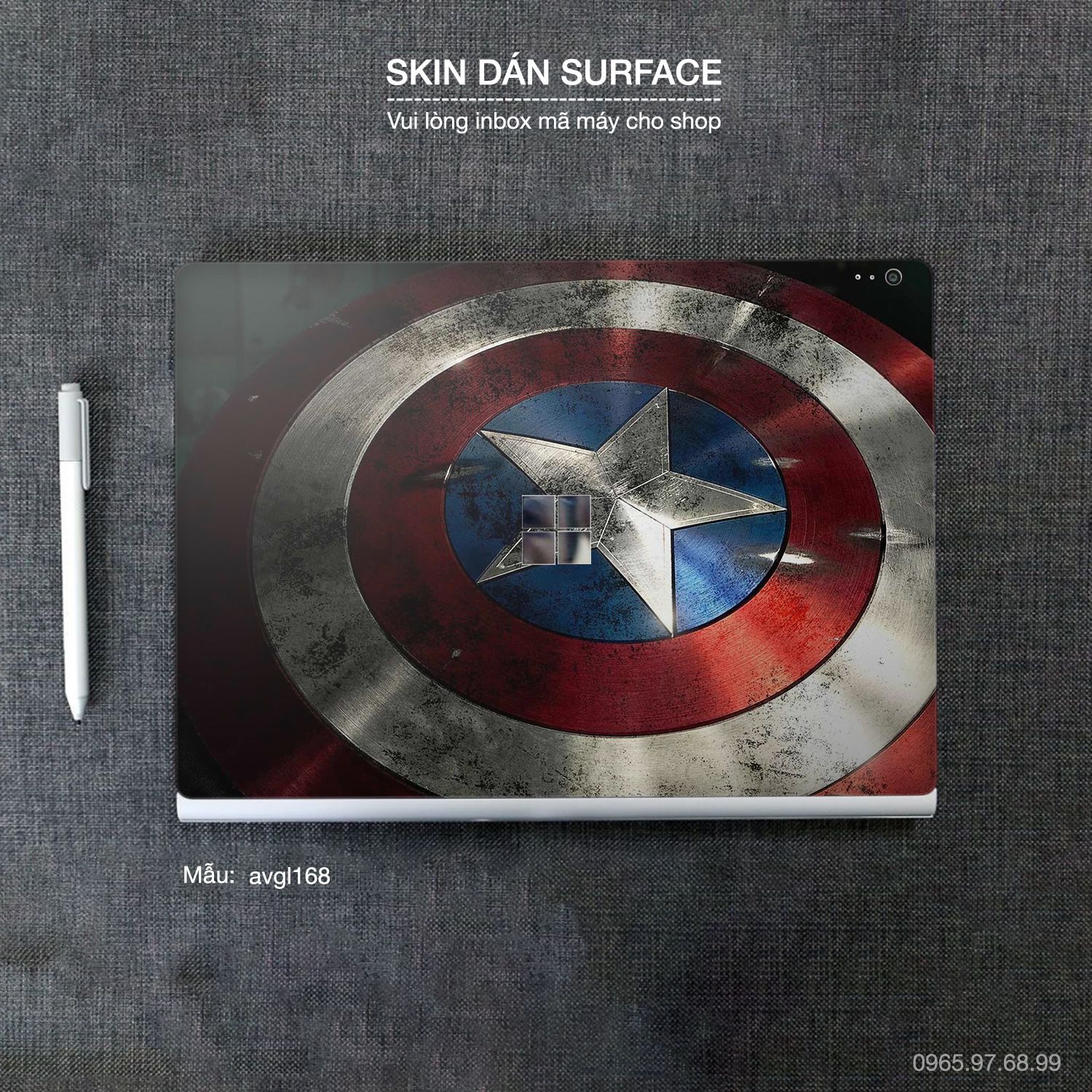 Decal Skin dán Surface Pro / Laptop / Go / Book mẫu Captain (inbox mã máy cho shop)