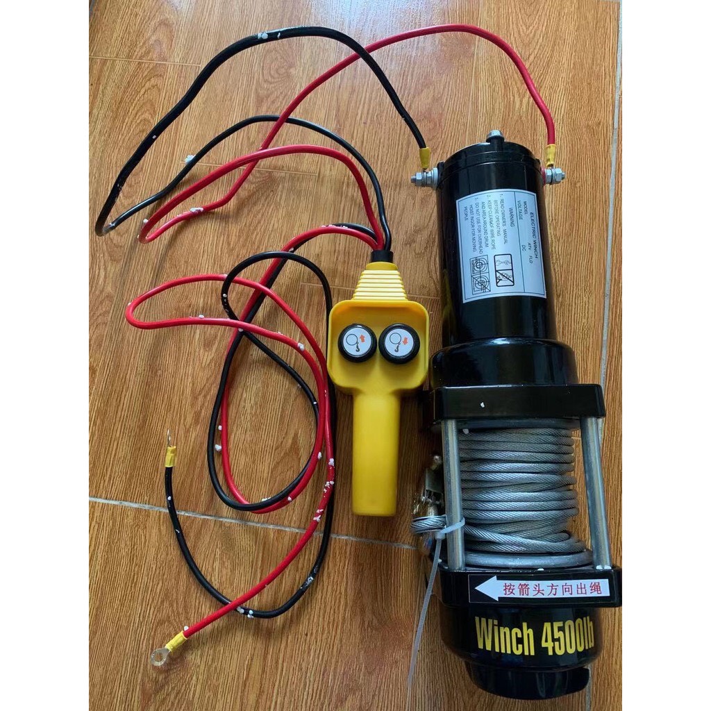 Tời điện 12v ắc quy 4500IBS(lực kéo 2041kg, lực nâng 400kg)