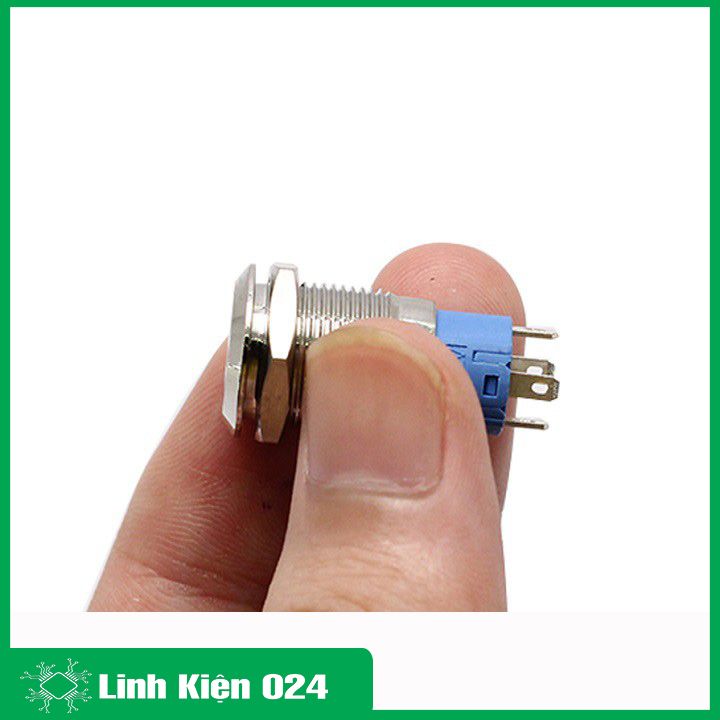 Nút nhấn đề sắt chống nước có đèn báo 12VDC12mm nhấn giữ