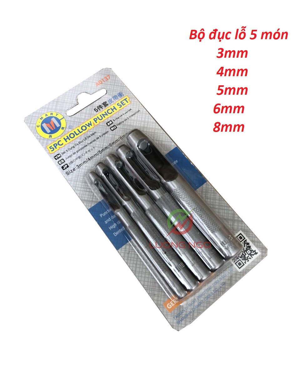 Dụng cụ đột lỗ chất lượng cao 5 món C-MART A0137 ( 3-8mm )