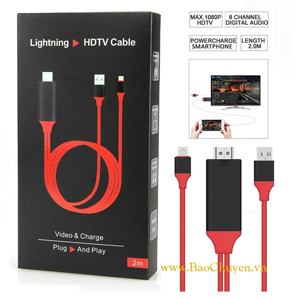 Cáp lighting chuyển đổi iphone,ipad,ios sang HDMI - hdmida