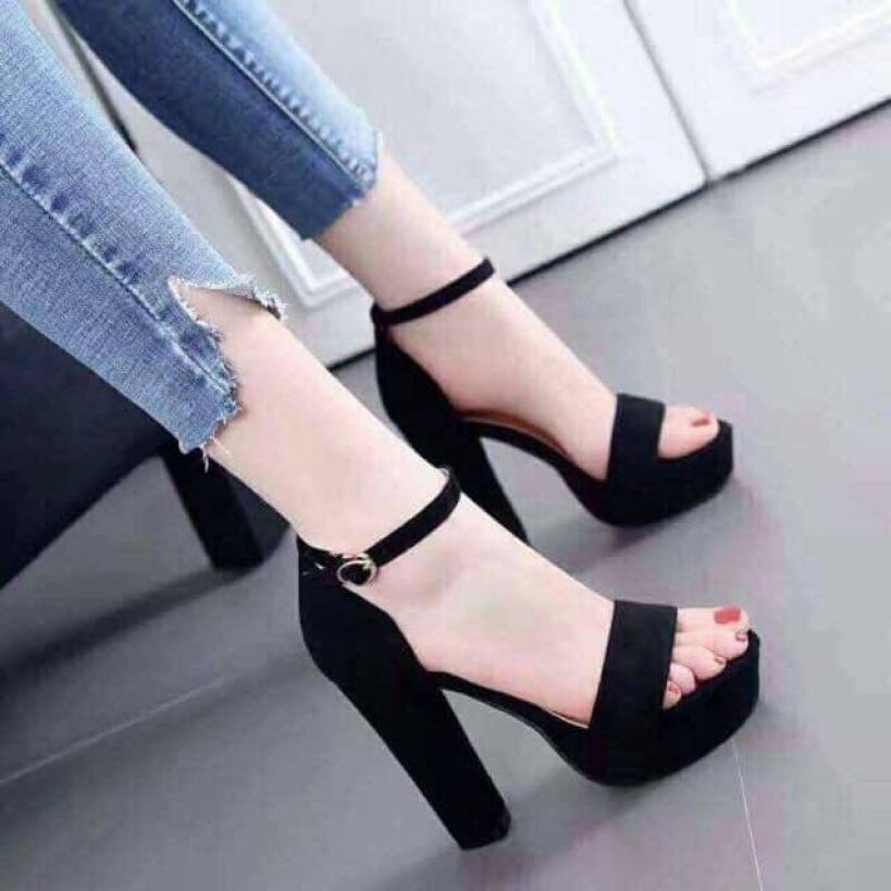 Giày cao gót 12 phân đế đúp bản ngang bít gót LT giá rẻ