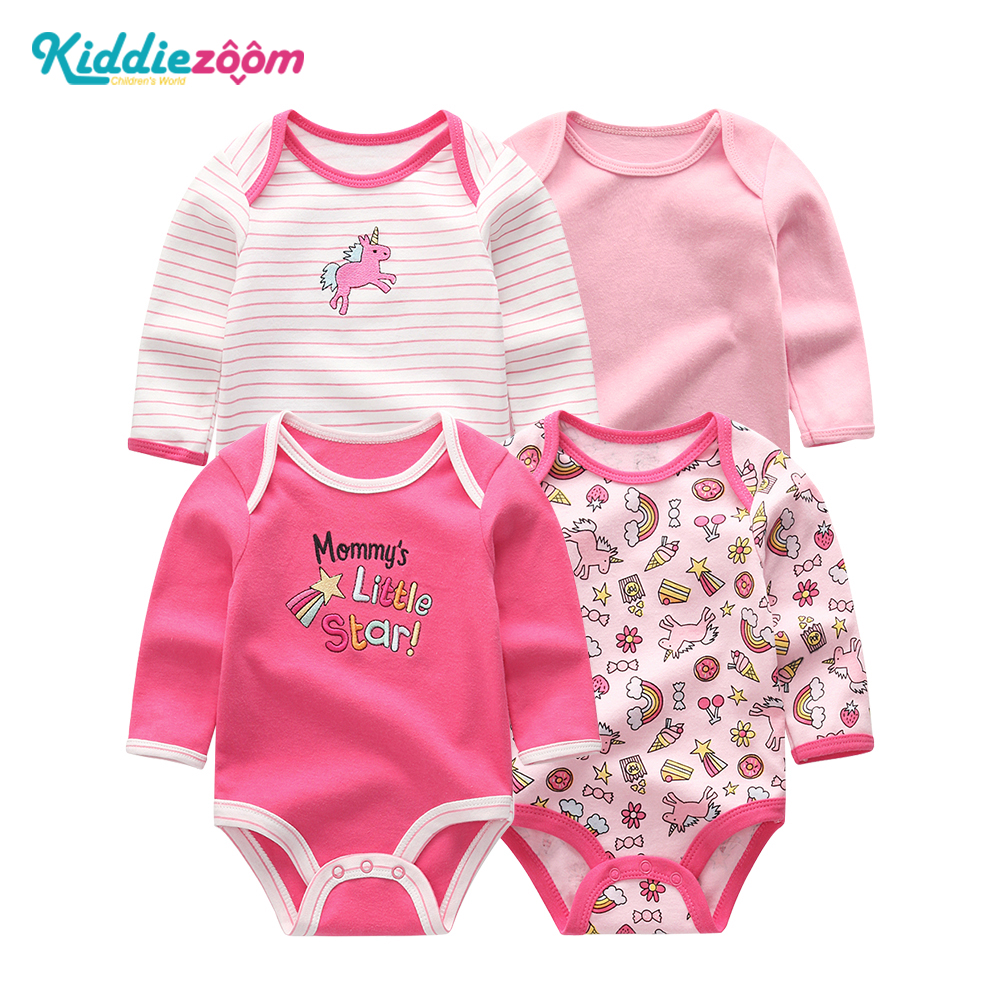 Kiddiezoom 4pcs baby romper jumpsuit newborn clothes cartoon 0-12months