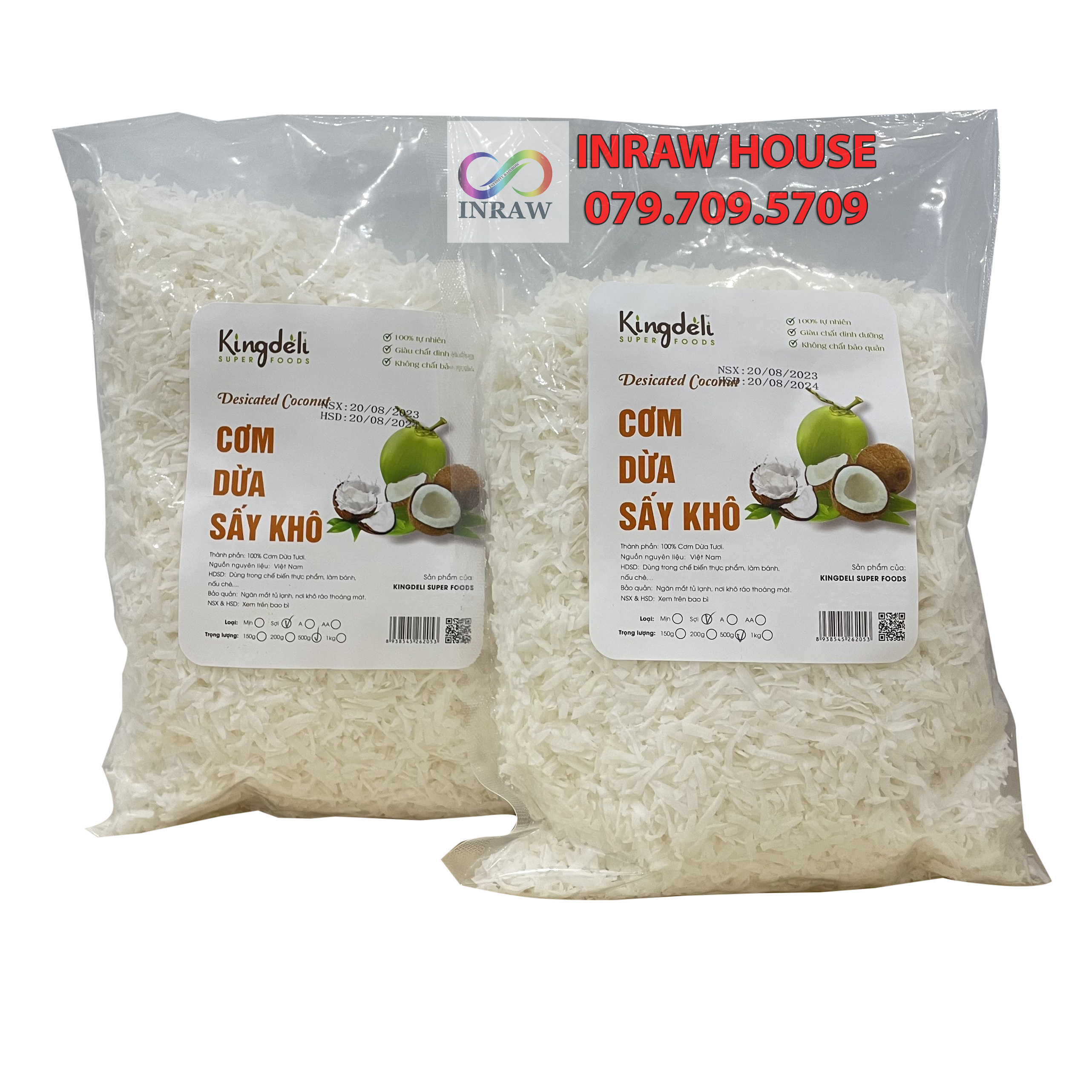 Cơm Dừa Sấy Dạng Sợi Gói 500gr