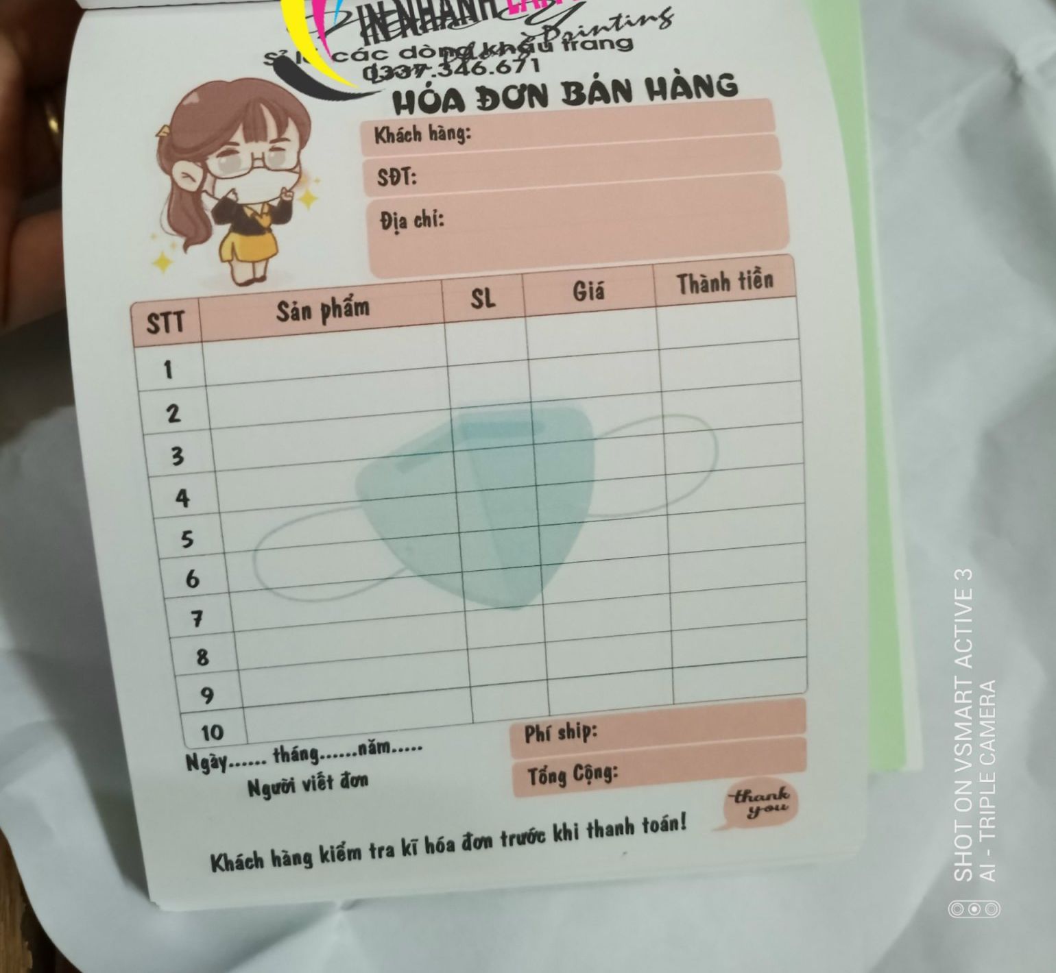 (MUA 10 TẶNG 1) HOÁ ĐƠN MINI 10*15 SIÊU DỄ THƯƠNG CUTE SÉT 50 PHIẾU