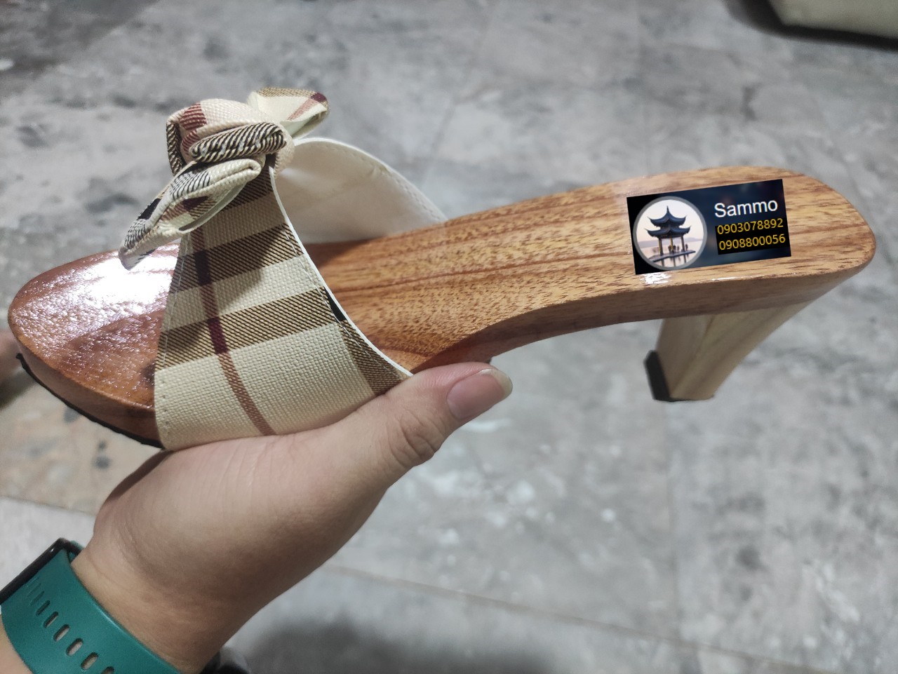Guốc Gỗ Đế Vuông Cao 7 phân