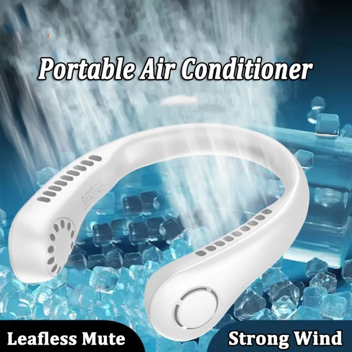 Quạt đeo cổ mini không cánh tích điện lượng pin lớn 4000mAhm - Quạt Tích Điện Mini Quạt Đeo Cổ Không Dây 3 Chế Độ Gió Siêu Mạnh, Quạt mini đeo cổ sạc USB làm mát thông minh