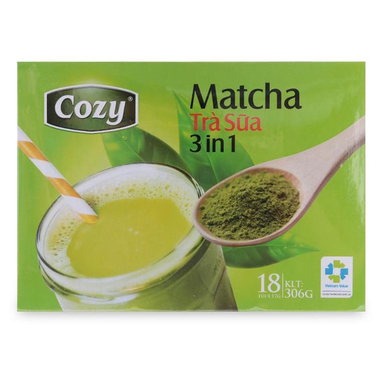 Trà Sữa Matcha Cozy 3in1 Hộp 306G- trà xanh, matcha sữa, matcha hòa tan