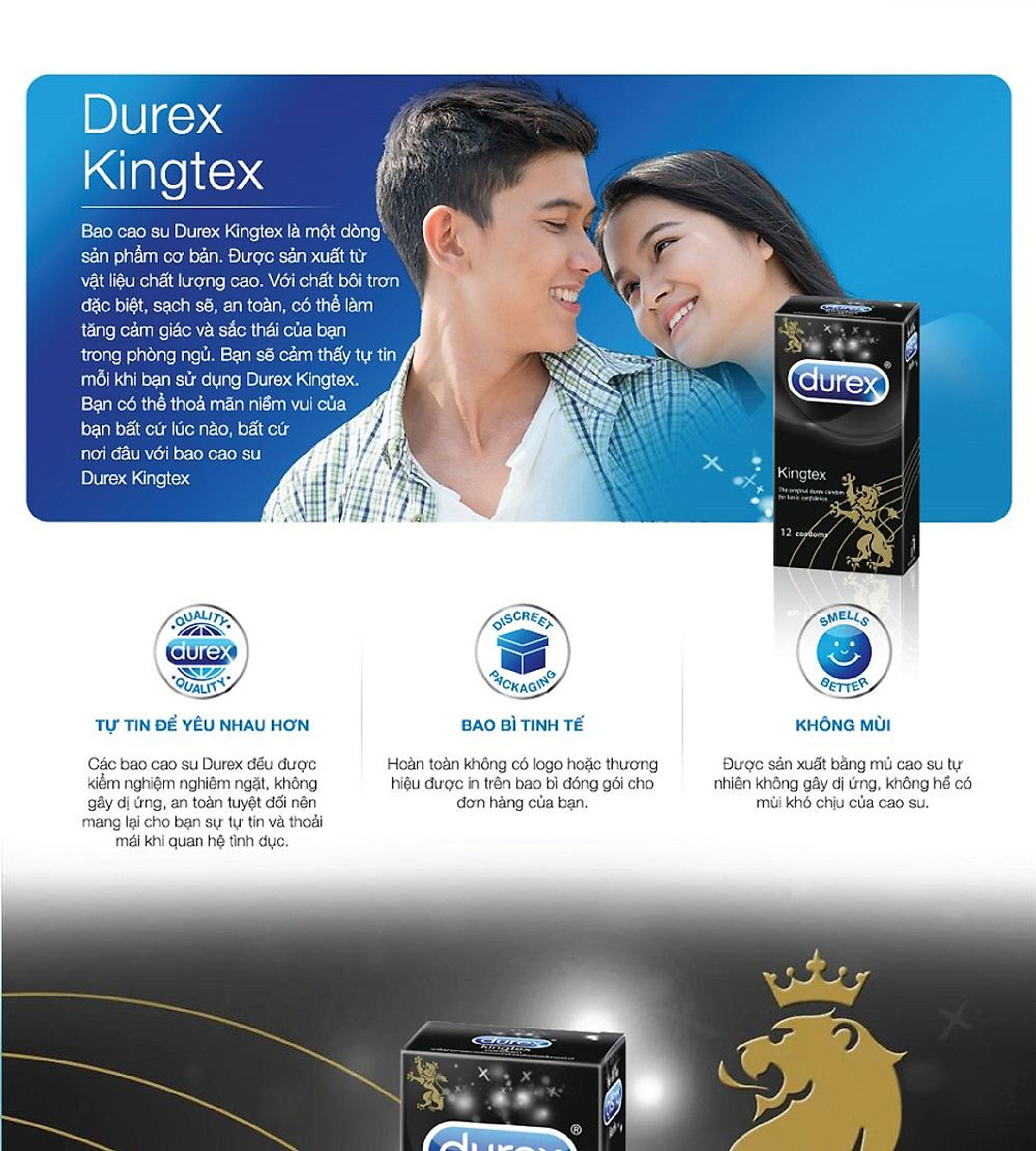 Bao cao su Durex Kingtex 1 hộp 12 bcs siêu mỏng