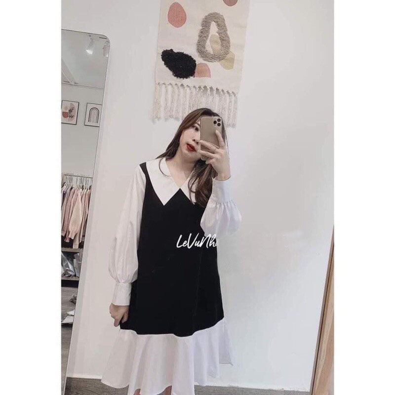 Váy đầm đuôi cá cổ sơ mi dáng xinh