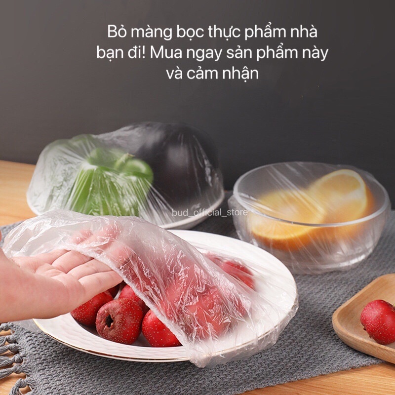 Combo 100 Chiếc Màng Bọc Thực Phẩm PE - Bọc Đồ Ăn Có Dây Chun Co Giãn