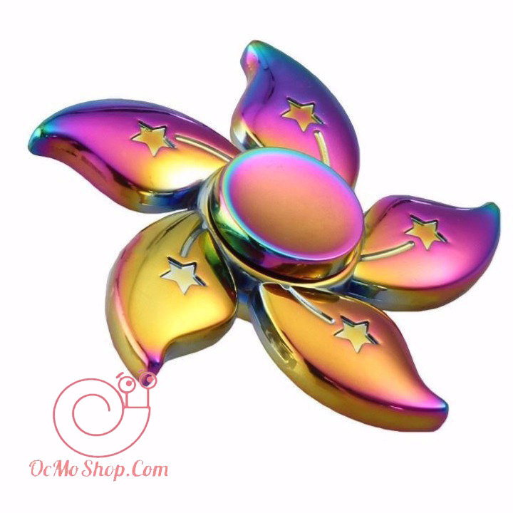 Con quay Finger Spinner hoa 5 cánh phản quang kim loại