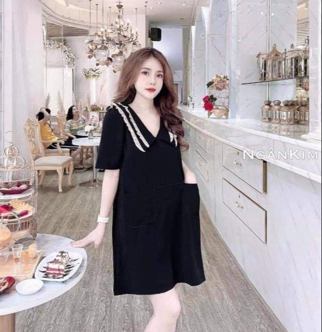 ĐẦM BẦU THIẾT KẾ- VÁY BẦU THIẾT KẾ XUÔNG A CỔ NƠ XINH XẮN ĐIỆU ĐÀ FREE SIZE 42-68KG