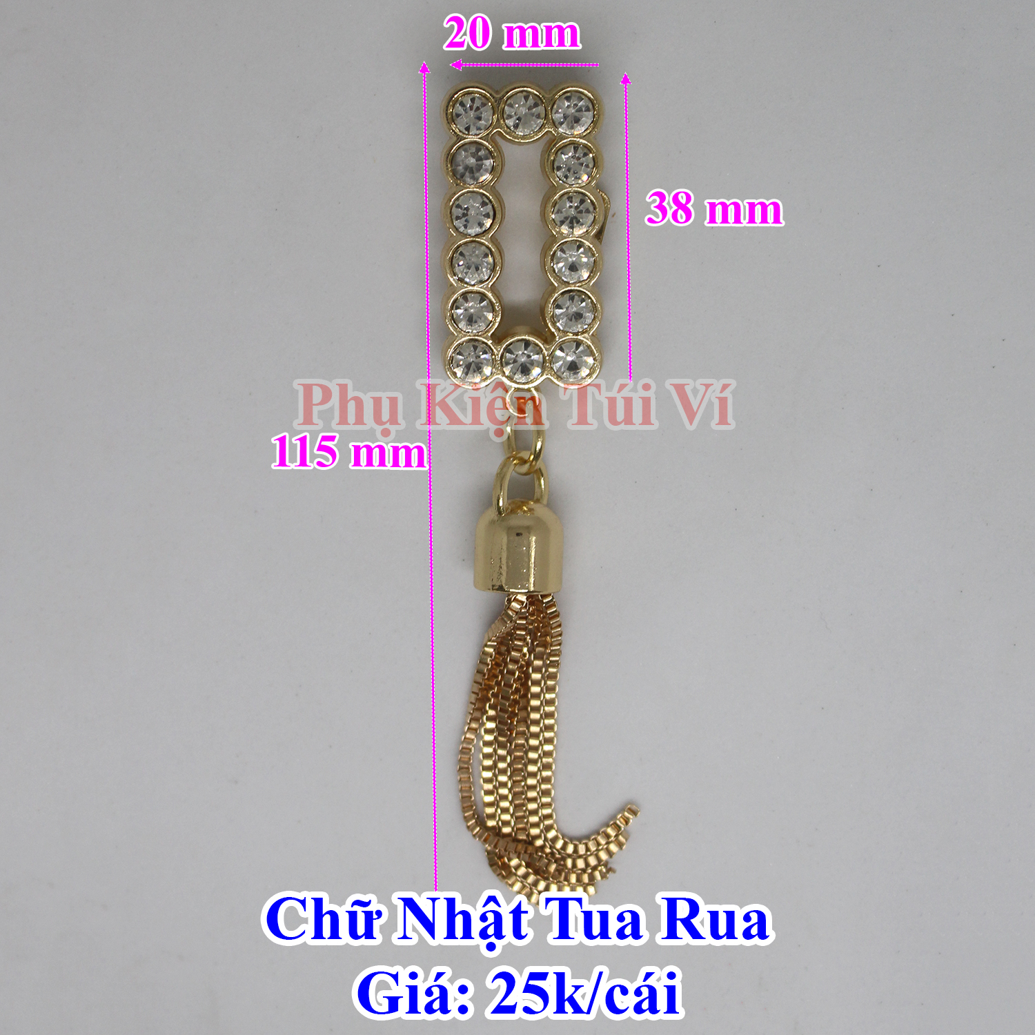 Mạc chữ nhật tua rua làm túi xách