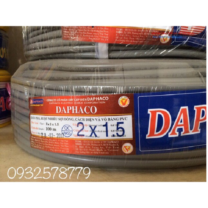 Combo 10m dây đôi có bọc 2x1.5 daphaco