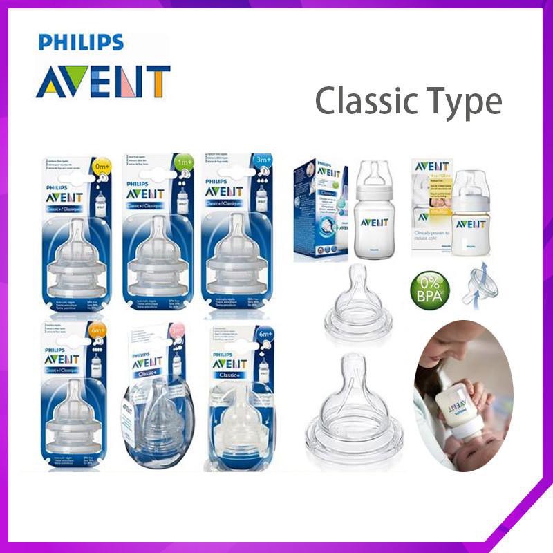 Núm Ti Thay Bình Sữa AVENT Classic , cổ hẹp (đủ size)