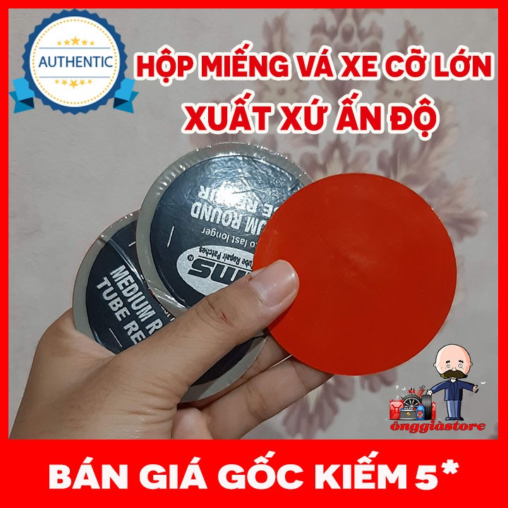 Hộp 20 miếng vá lốp xe máy 6cm lms ấn độ siêu dính pt121