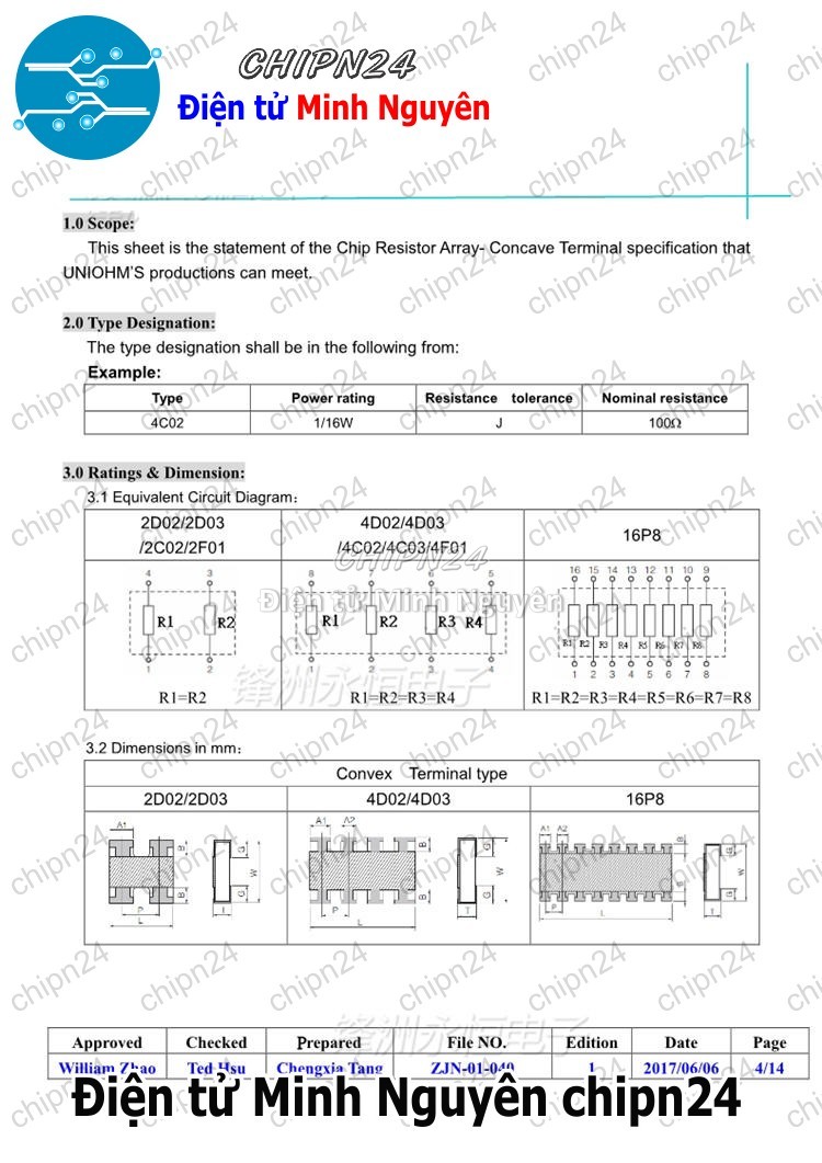 [10 con] (K388) Trở Băng 0603x4 8P4R (100R/1K/10K/4.7K/5.1K/51R/22R)- [Chọn Loại] - HHH.00064