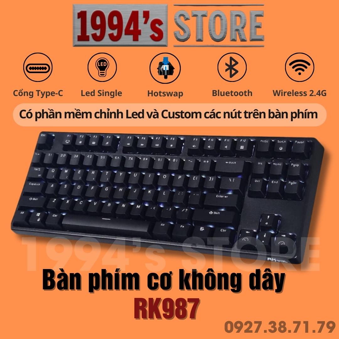 (CÓ SẴN) Bàn Phím Cơ Không Dây Royal Kludge RK987 Version 4 Wireless 2.4G + Bluetooth 5.1 + Có dây Type C + Hotswap thay nóng Switch