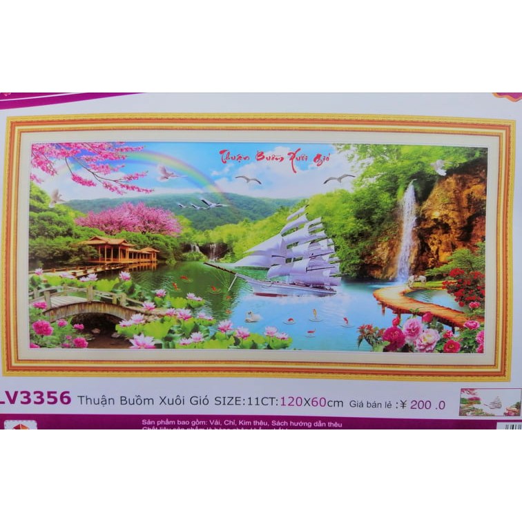 Tranh thêu chữ thập thuận buồm xuôi gió lv3356 kích thước (120x60)