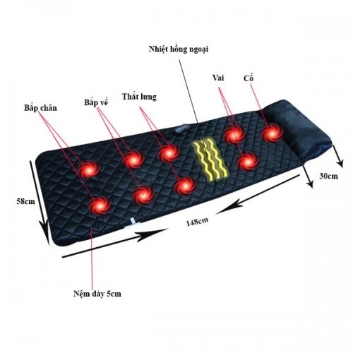Nệm massage toàn thân lazybag LZ332 - máy mát xa thư giãn 9 motor