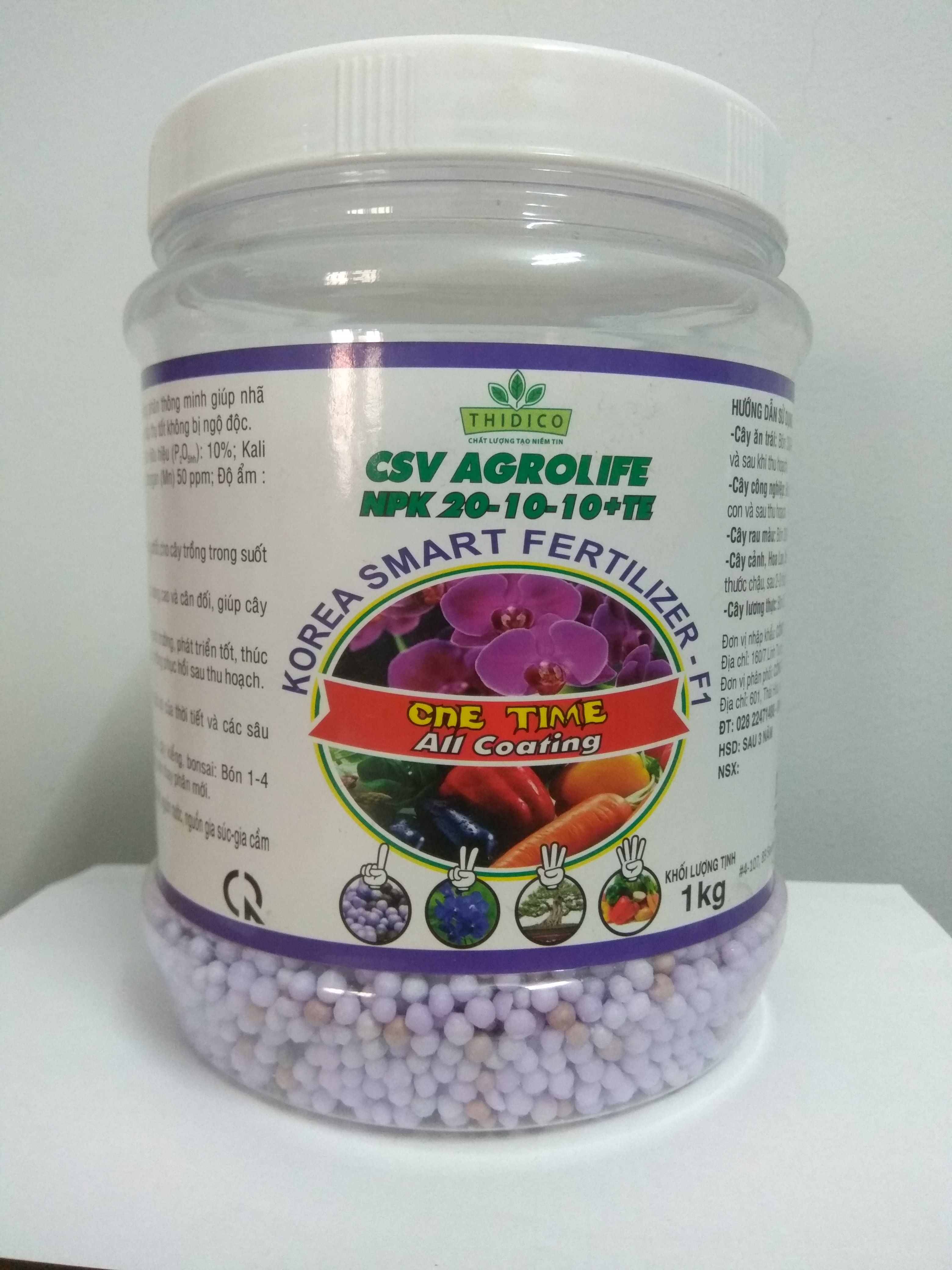 Phân tan chậm thông minh hàn quốc npk 20-10-10+te - chai 1 kg