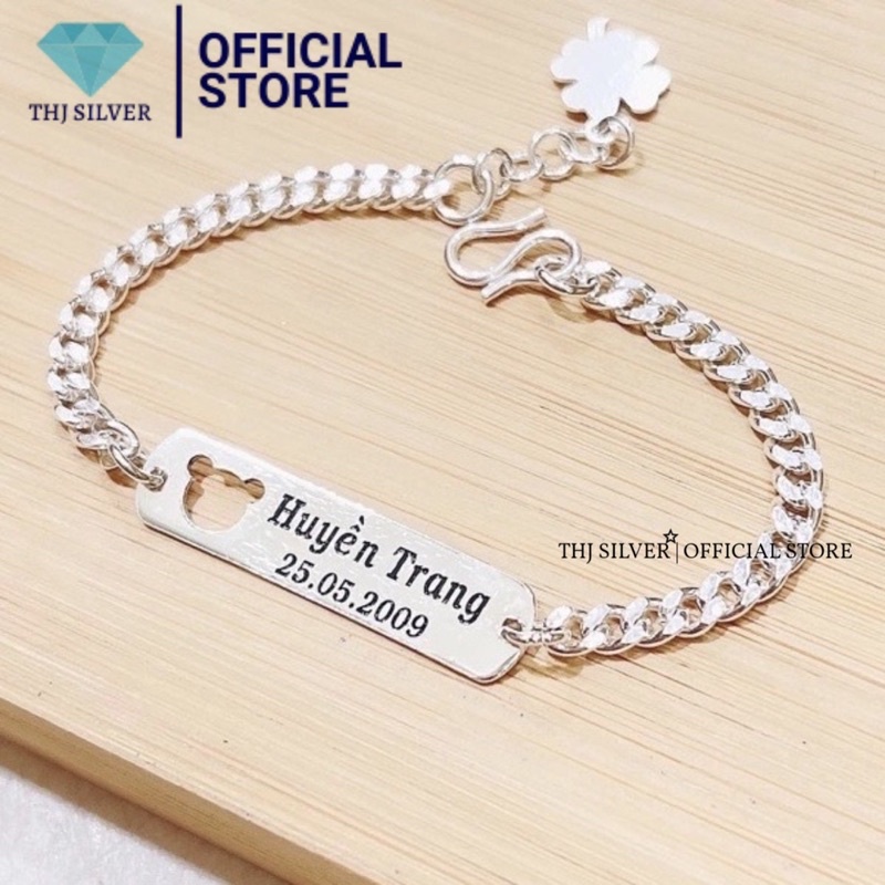 Lắc tay khắc tên cho bé bạc ta THJ- lắc tay bảng tên khắc tên theo yêu cầu