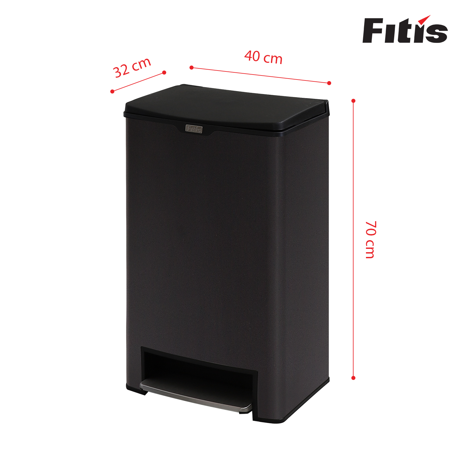 Thùng Rác Fitis Mega - Vuông Đạp Cao (40L)