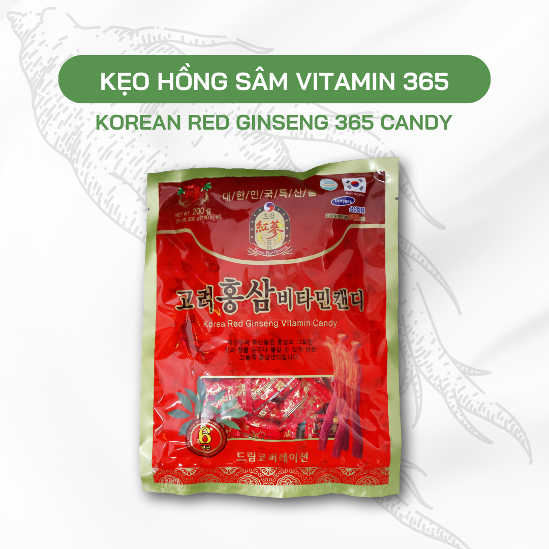 Kẹo Hồng Sâm Vitamin KHealth Hàn Quốc - Hỗ Trợ Giảm Mệt Mỏi, Giảm Say Tàu Xe