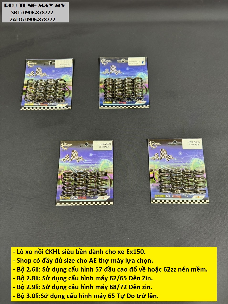 Lò xo nồi CKHL đủ size dành cho xe Ex150