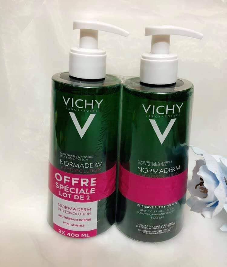 Sữa rửa mặt Vichy Normaderm Phytosolution intensive purifying gel cho da dầu mụn 400ml