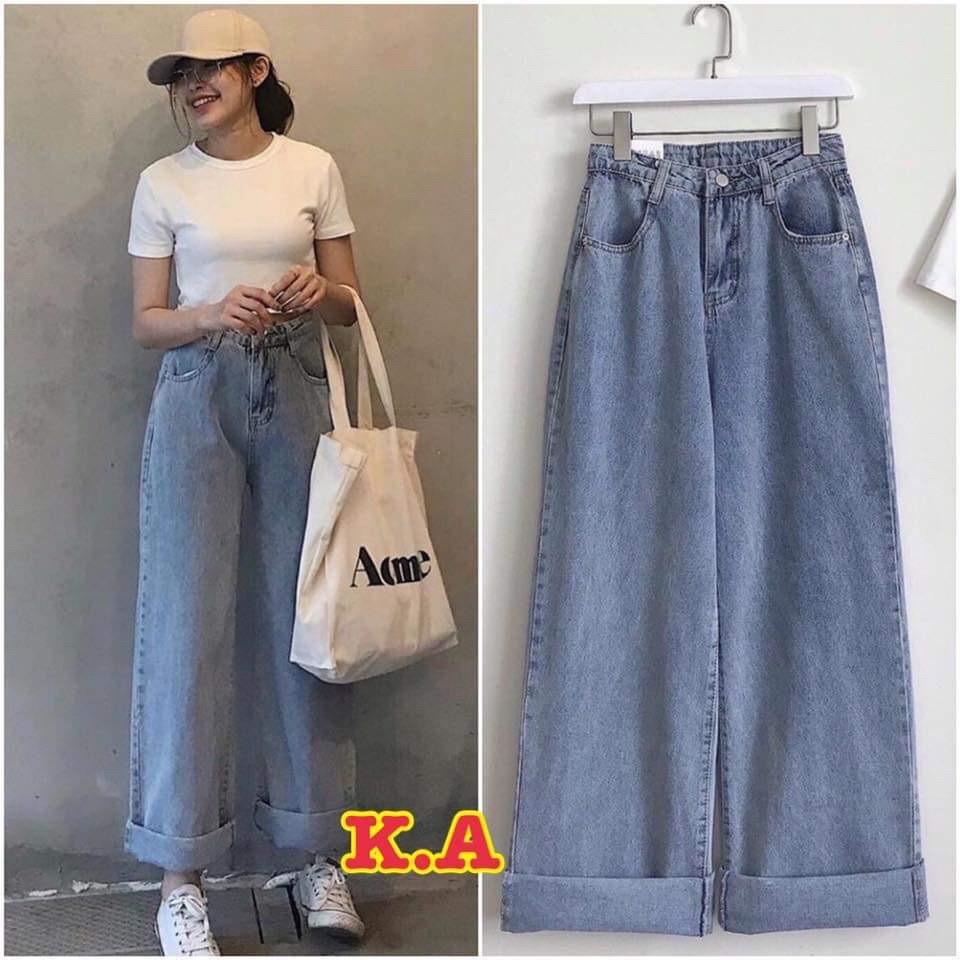 Quần bò ống rộng kèm thắt lưng xích KAN1219