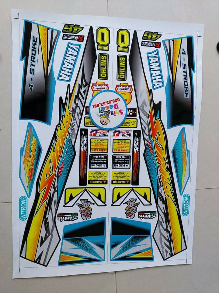 [HCM]Tem sirius xăng cơ hoa văn xanh đen