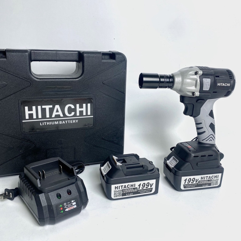 Máy siết hitachi 199v- siết - khoan - vít,không chổi than tặng đầu khẩu 22mm