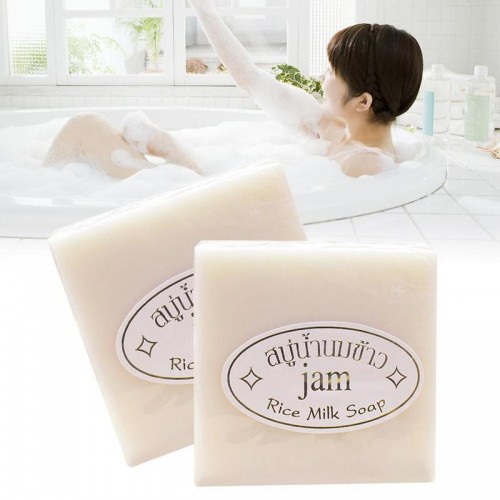 Xà bông sữa dê thủ công tự nhiên sữa tắm thích hợp với mọi loại da/làm trắng/loại bỏ da chết/dưỡng ẩm/chống lão hóa，Xà phòng cám gạo Thái Lan Jam Rice Milk Soap giúp trắng da giảm thâm 65g