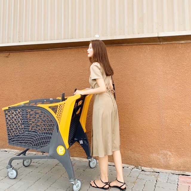 Đầm cổ V nút dừa 3 màu