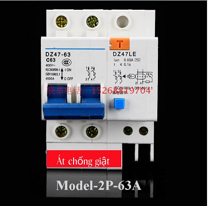 Aptomat chống giật 2P dòng điện 63A