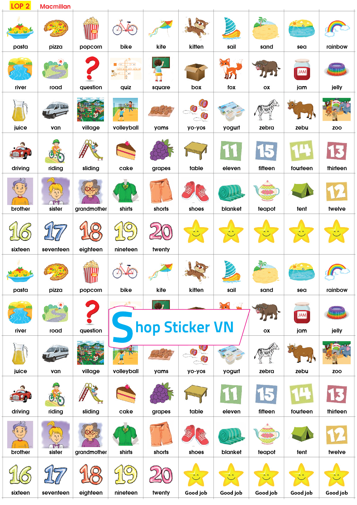 Sticker từ vựng tiếng anh lớp 1, lớp 2 - Macmillan