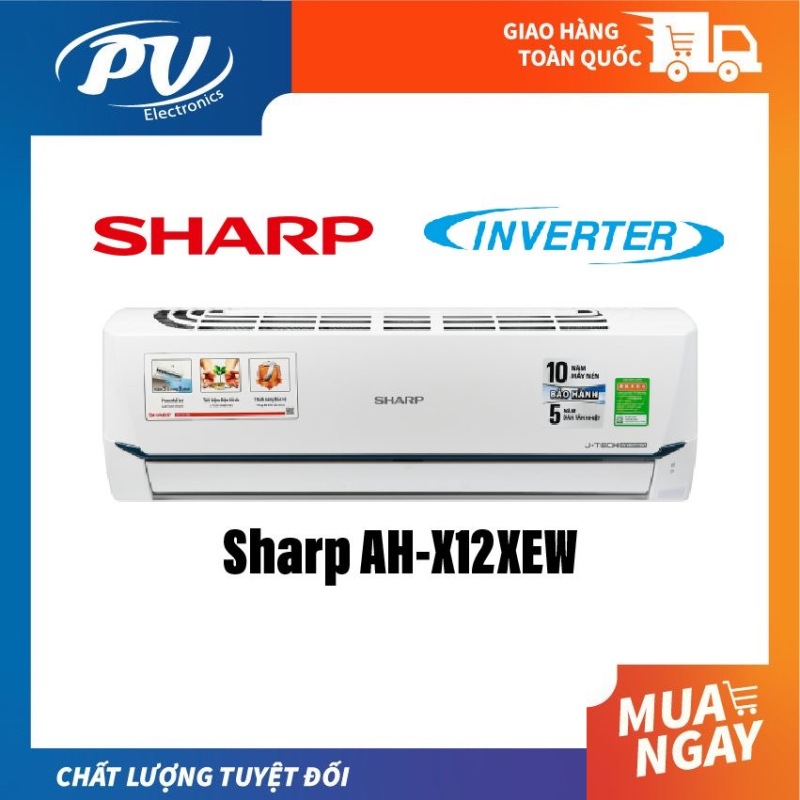 Bảng giá Máy Lạnh Sharp AH-X12XEW INVERTER 1.5HP MODEL 2020 lọc bụi, kháng khuẩn, khử mùi lưới bụi polypropylene, chế độ làm lạnh nhanh Powerful Jet, chế độ gió điều khiển lên xuống tự động, trái phải tùy chỉnh tay